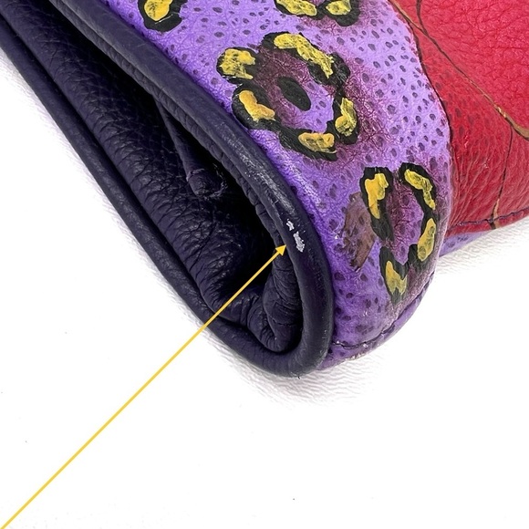 Anuschka Hand Painted Crossbody Bag Flowers Purple Blue Pink Yellow Leather EUC - Picture 6 of 15